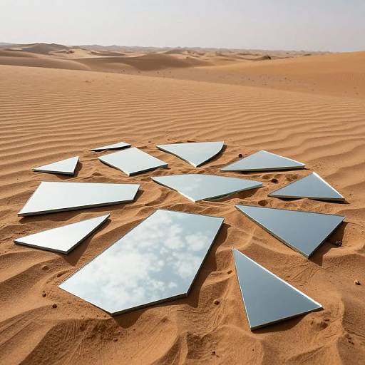 Shattered Mirrors in Desert Landscape