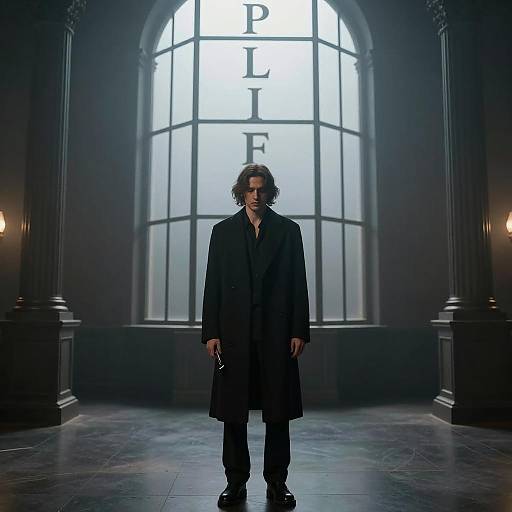 Mysterious Man in Foggy Room