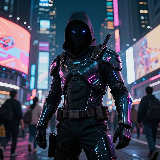 Cyberpunk Thief in Futuristic Cityscape