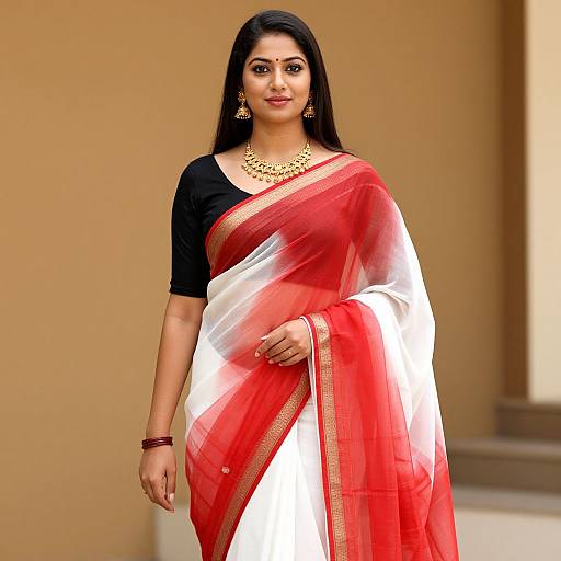 Elegant Woman in Saree and Jewelry