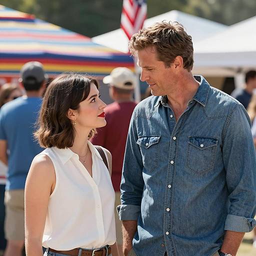 Casual Encounter Under Colorful Tents