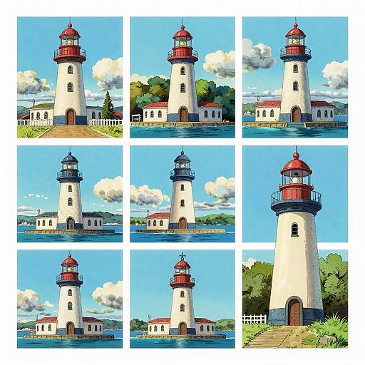 Vintage Lighthouse Storyboard in Miyazaki Style