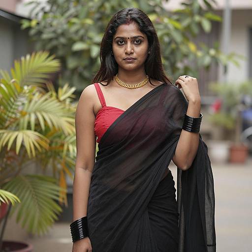 Elegant Indian Woman in Urban Garden