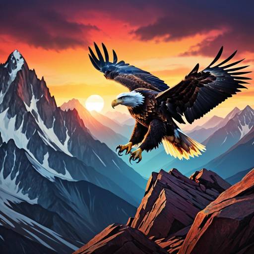Majestic Eagle Above Rugged Mountain Peaks