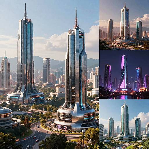 Cyberpunk Futuristic Cityscape Fusion