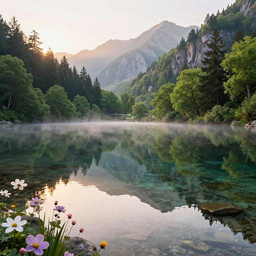 Tranquil Maesa Mountain Lake at Dawn