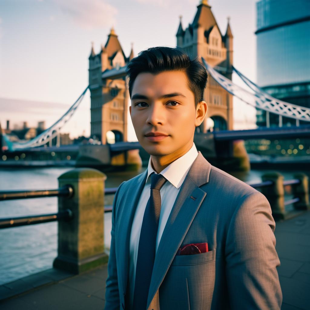 Indonesian Man in London at Sunset