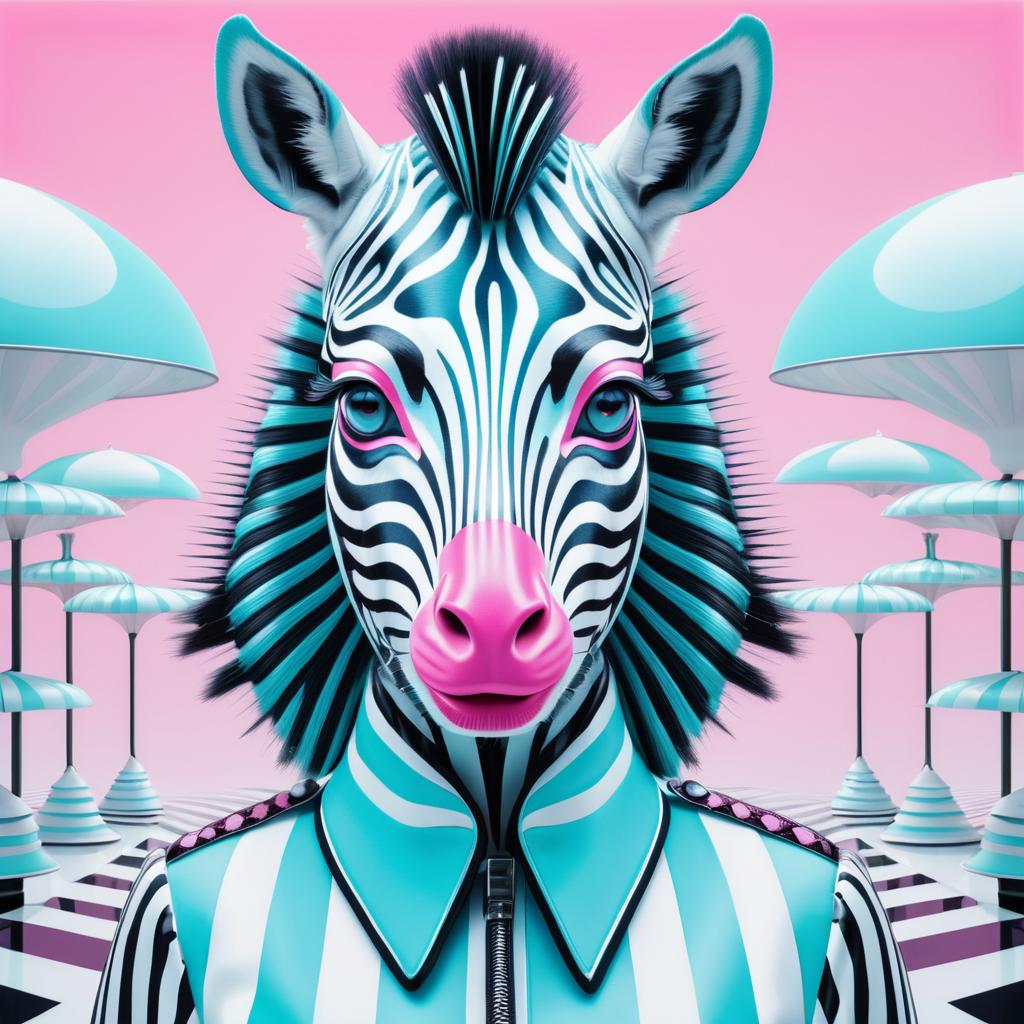 Futuristic Zebra in Pop Surrealism Style