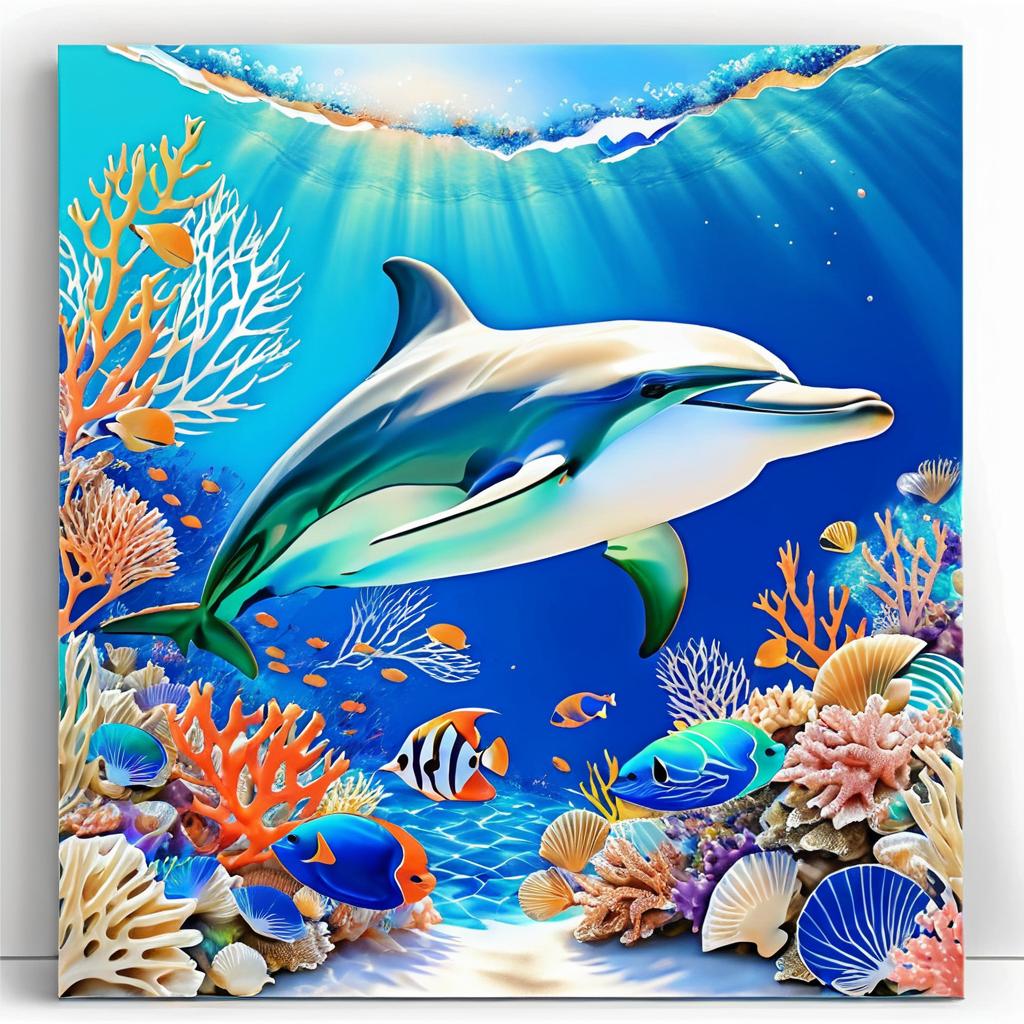 Serene Dolphin Painting Kits with Coral