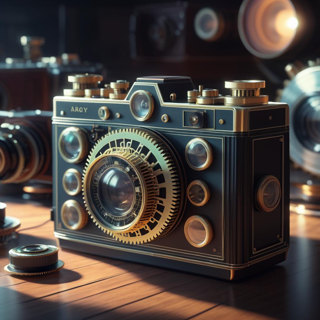 Vintage Camera Close-Up in Digital Art