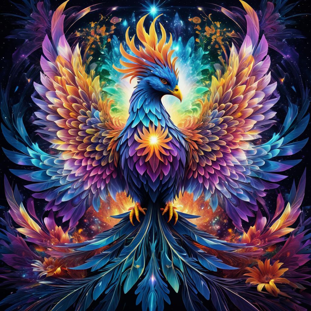 Ethereal Phoenix: Psychedelic Fantasy Art