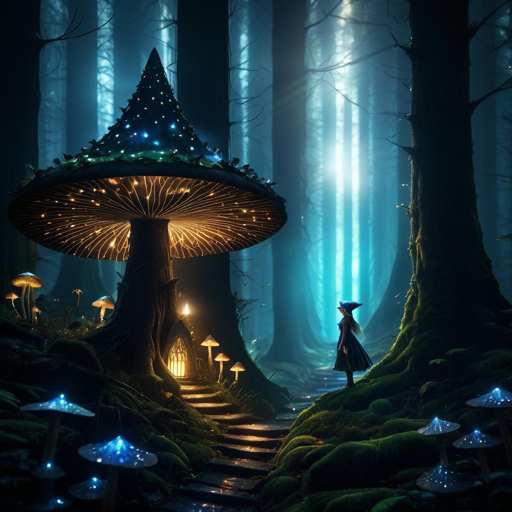 Enchanting Dark Fantasy Forest with Elf