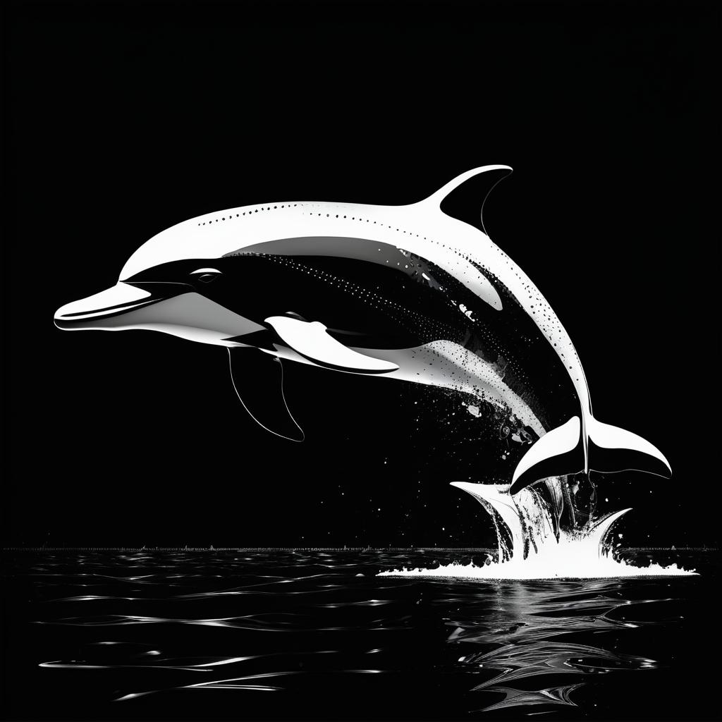 Minimalist Typography Art Featuring Dolphin