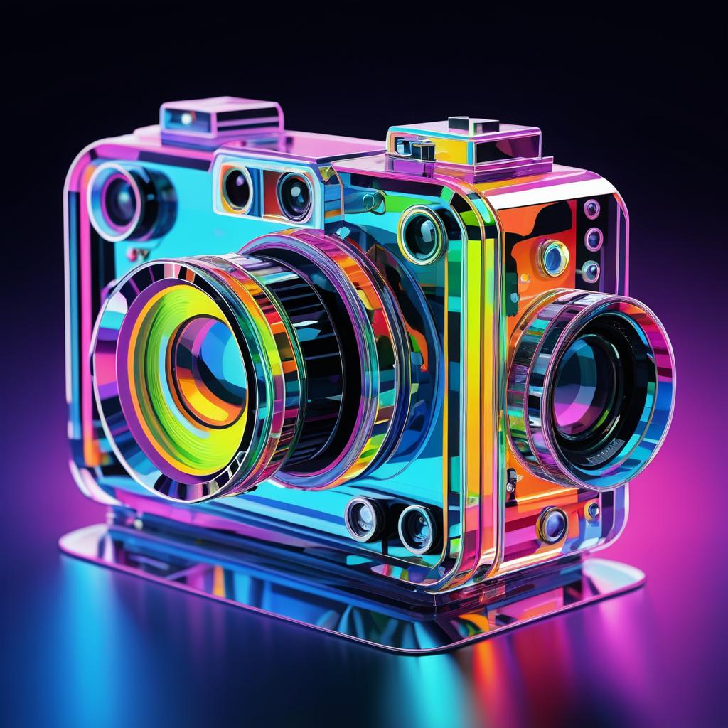 Vibrant Pop Art Camera Sculpture Illustration