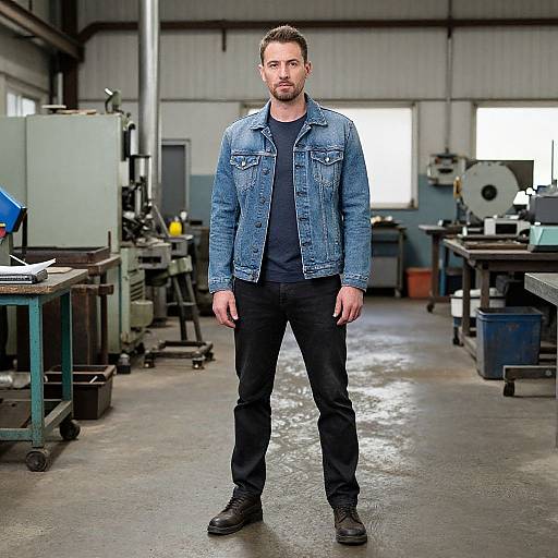 Confident Man in Industrial Workshop