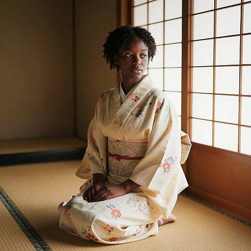 Black Girl in Kimono Tea House