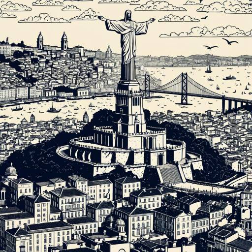 Portuguese and Brazilian Landmarks Pen and Ink Drawing