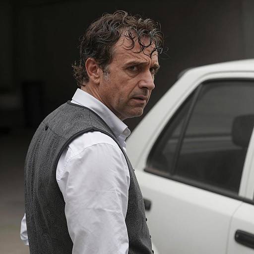 Worried Man in Dimly Lit Setting