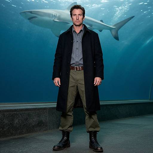 Man in Western Duster with Sharks