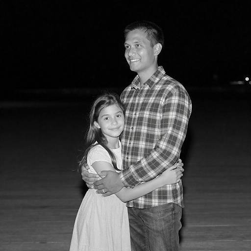 Nighttime Embrace: Man and Girl Portrait