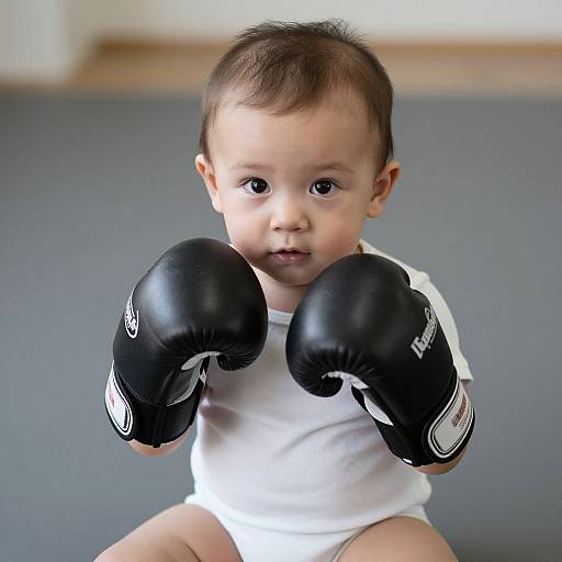 Realistic Infant Boxing Outfit Portrait
