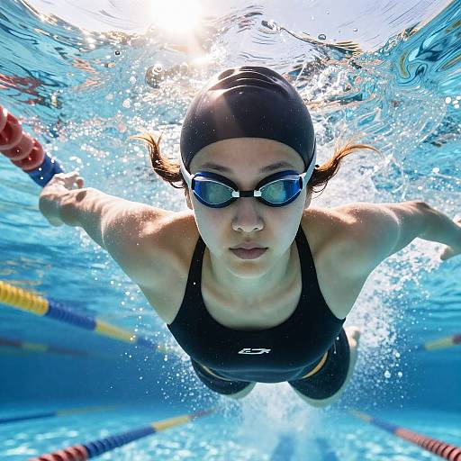 Determined Female Swimmer Underwater