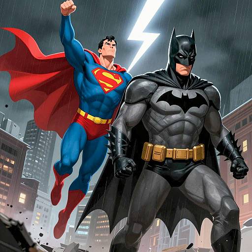 Superman and Batman Dynamic Illustration