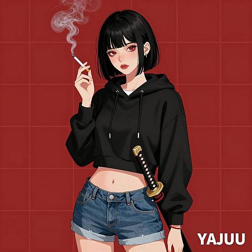 Edgy Young Woman in Urban Setting