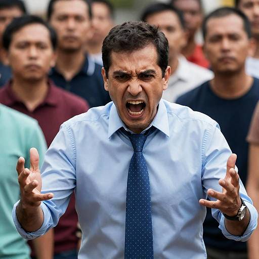 Angry Man Amidst Crowd Dynamics