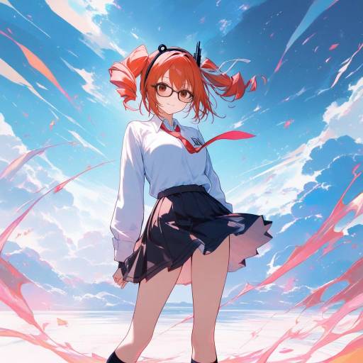 Dreamy Schoolgirl with Red Hair