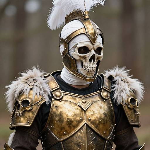 Golden Armored Warrior Cosplay Close-Up