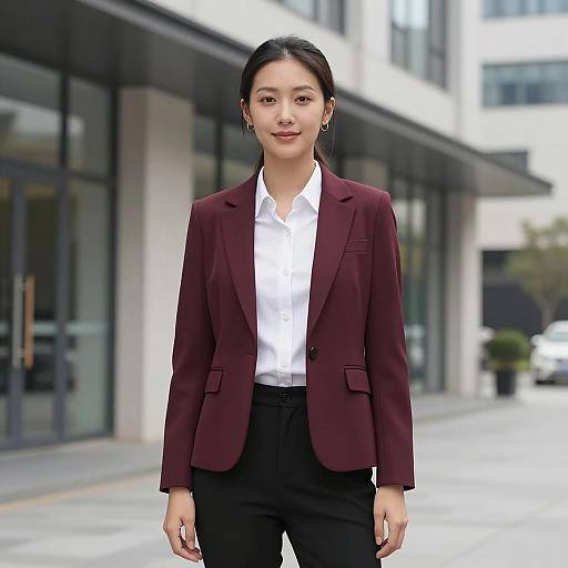 Elegant Asian Woman in Blazer Portrait