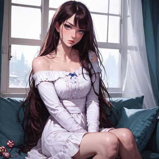 Realistic Portrait of a Brunette Girl