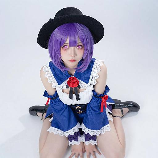 Cosplay Portrait of Woman with Purple Hair