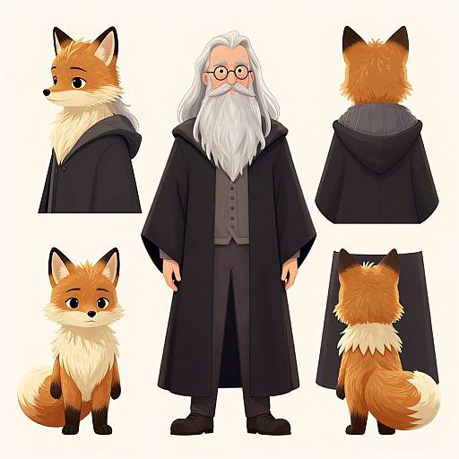 Professor Dumbledore and Foxy Character Model Sheet