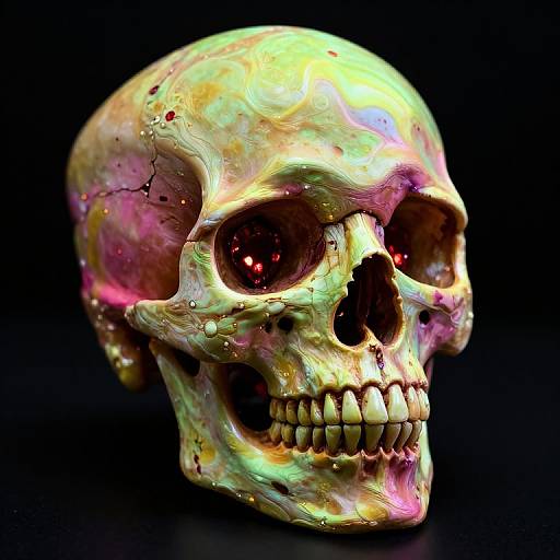 Neon Skull with Glowing Gem Eyes