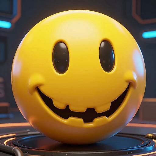 Intricate Cyberpunk Yellow Smiley Portrait