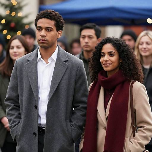 Holiday Portrait of Couple in Line