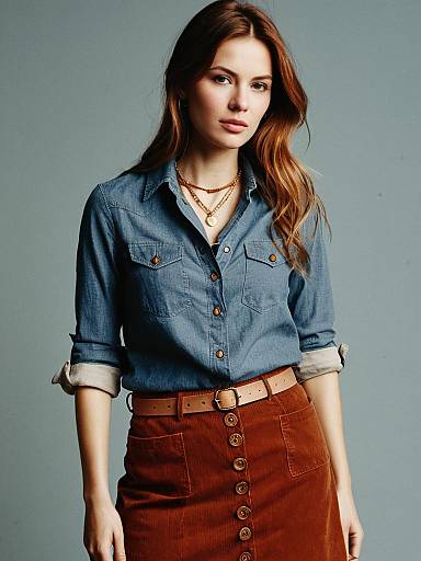 Trendy Woman in Chambray and Corduroy