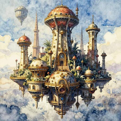 Enormous Tribal Steampunk Sky City