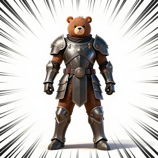 Armored Polar Bear Wide-Angle Scene