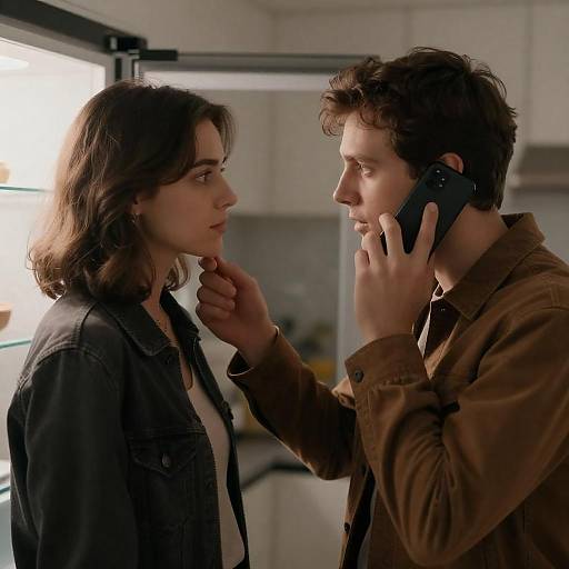 Intense Conversation in a Cozy Kitchen