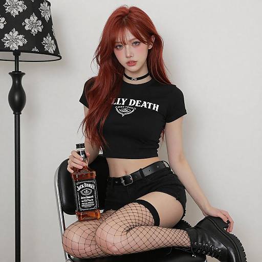 Red-Haired Woman in Gothic Outfit