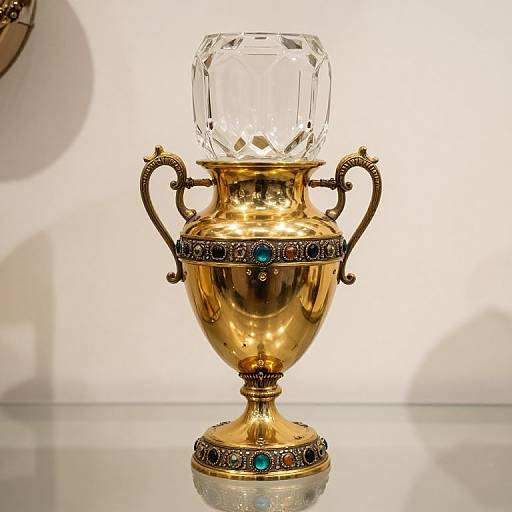 Elegant Golden Vase with Gemstone Base