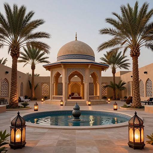 Serene Islamic Desert Oasis Scene