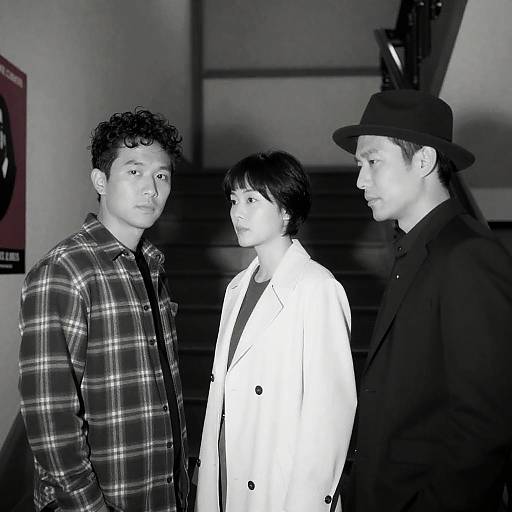 Moody Black and White Staircase Scene