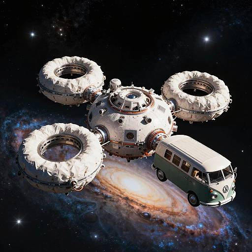 Reflective Geodesic Kuiper Belt Outpost VW Bus