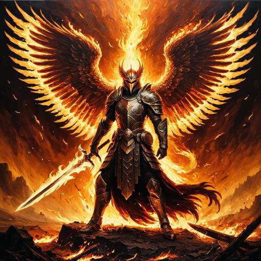 Heroic Phoenix and Warrior Battle Scene