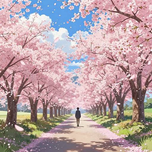 Anime Cherry Blossom Path Scene