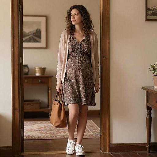 Pregnant Woman Standing in Doorway